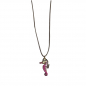 Preview: Ekaterini necklace, seahorse, pink Swarovski crystals brown cord and with gold accents
